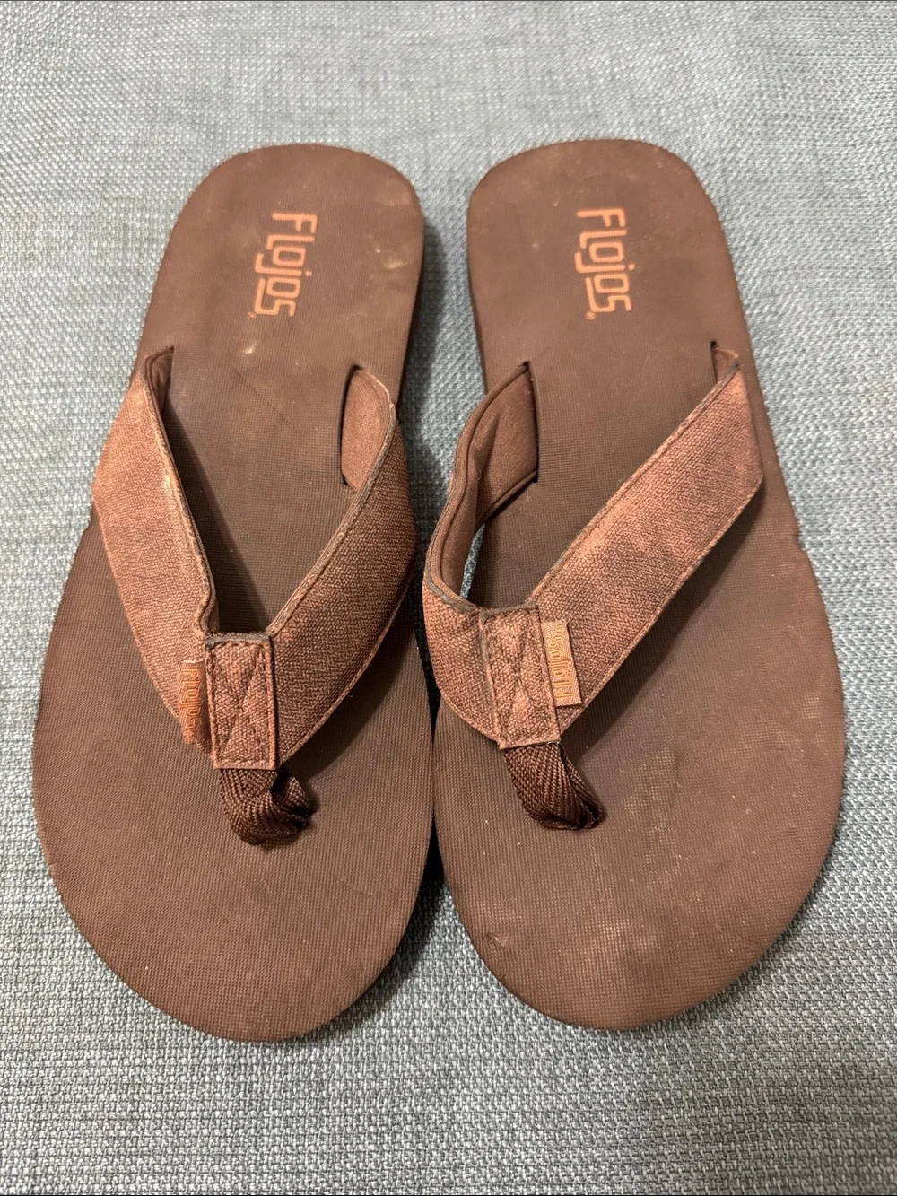 Flojos Canvas Strap Flip Flops Men's Size 9 Brown Distressed Beach Casual Wear
